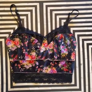 Floral Velvet Lace Crop Cami S
